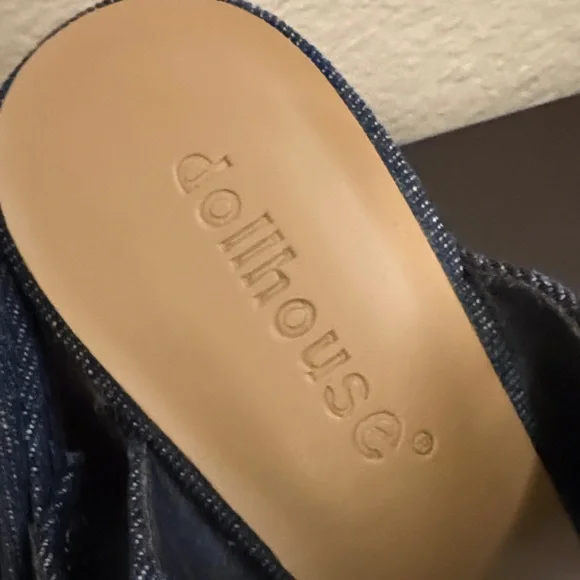 Dollhouse Dark Blue Denim Open-Toe Sandals - Picture 3 of 7